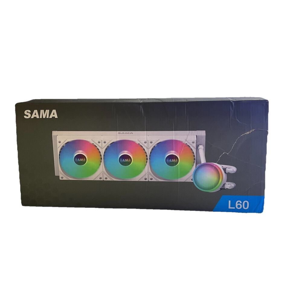 SAMA L60 CPU Liquid Cooler, AIO Cooler 360mm 4pin PWM Quiet Fans White